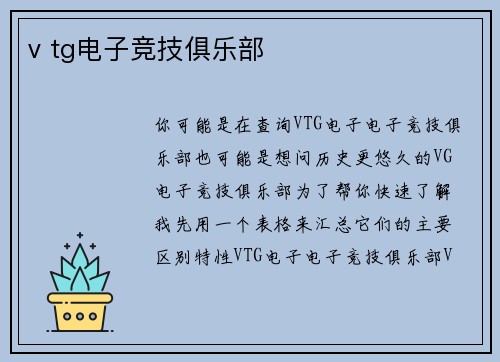 v tg电子竞技俱乐部